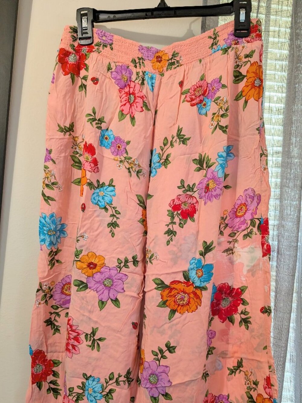 Beauty Sleep Social Light Pink Floral Wide Leg Pants Size L